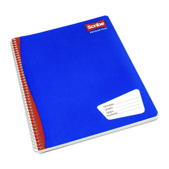 Cuaderno Scribe profesional escolar plus Espiral sencillo, pasta semi rígida, 100 hojas, cartón mas resistente, colores surtidos                                                                                                                                                                          raya, con 100 hojas                     - SCRIBE