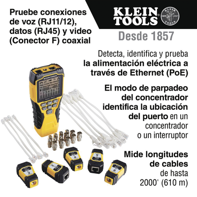 Probador Scout™ Pro 3 con kit de transmisores remotos Test-n-Map™ (Inspección PoE) <br>  <strong>Código SAT:</strong> 27112700 - KLEIN TOOLS