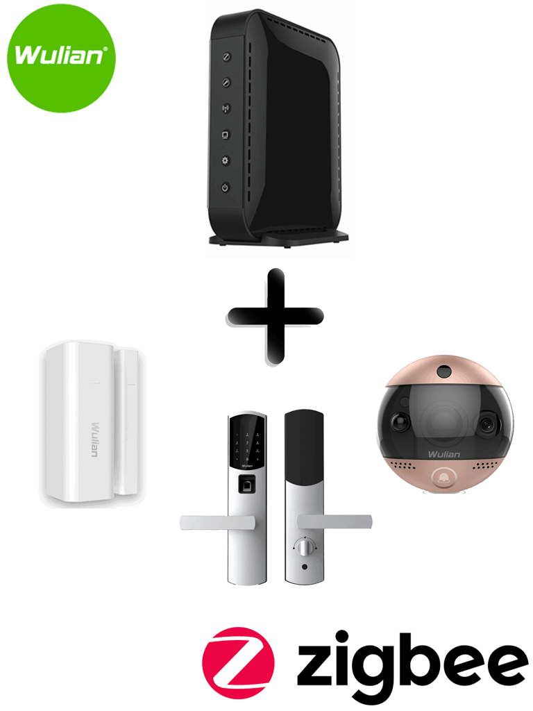 WULIAN SMARTDOORP - Paquete de automatización de puerta inteligente con administración y control desde tu celular/ incluye BrainV6, Videoportero de mirilla, Cerradura biometrica inteligente y contacto magnetico inalambrico.  - BRAINV6 - DOORGUARDIAN - SMARTBERNLOCK - DOORDETECTOR