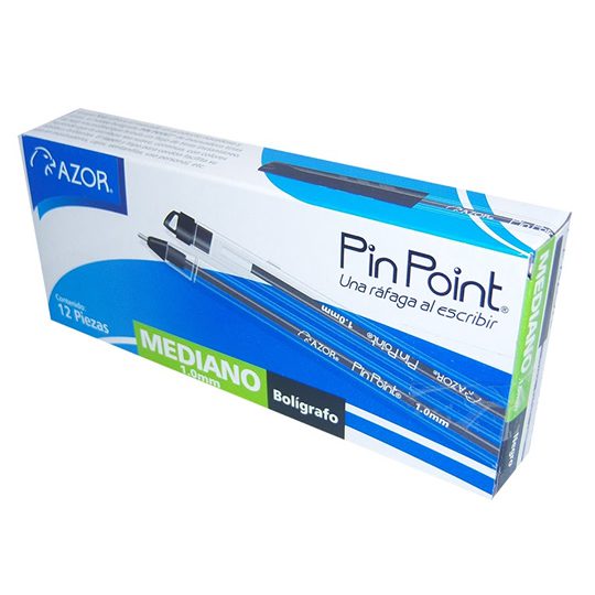 Bolígrafo mediano Pin Point 1.0 mm color Tinta negra, punto mediano 1.0 mm, punta de aguja, tinta de baja viscosidad que brinda flujo instantáneo, con tapón para cordón, rendimiento 1300 m, escritura suave y continua, barril de plástico transparente con sistema anti-rodamiento.                   negro caja con 12 pzas                   - 301.6830NE