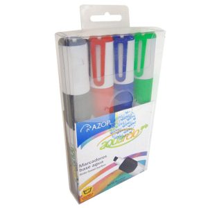 Marcador lavable Aquarelo Grip colores s Tinta base agua y lavable, punta cincel de 6 mm, barril de plástico con grip ahulado, tapa anti asfixia, ideal para trabajos escolares y artes graficas, manténgase tapado cuando no se use, no toxico, rendimiento 320 m.                                      urtidos empaque con 4 pzas               - 301.2204