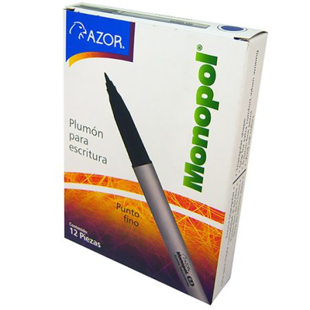 Plumón ultra fino Monopol 0.5 mm color a Tinta base agua de secado rápido, punta ultra fina, barril plástico con diseño económico triangular, barril con grip ergonómico, tapa anti asfixia, no toxico, rendimiento 700 m.                                                                               zul caja con 12 pzas                     - 301.3800AZ