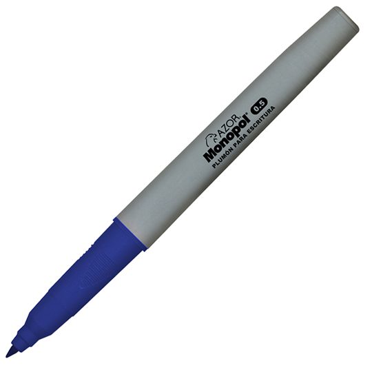 Plumón ultra fino Monopol 0.5 mm color a Tinta base agua de secado rápido, punta ultra fina, barril plástico con diseño económico triangular, barril con grip ergonómico, tapa anti asfixia, no toxico, rendimiento 700 m.                                                                               zul blíster                              - AZOR