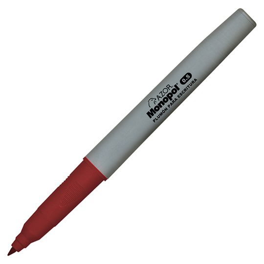 Plumón ultra fino Monopol 0.5 mm color r Tinta base agua de secado rápido, punta ultra fina, barril plástico con diseño económico triangular, barril con grip ergonómico, tapa anti asfixia, no toxico, rendimiento 700 m.                                                                               ojo blíster                              - AZOR