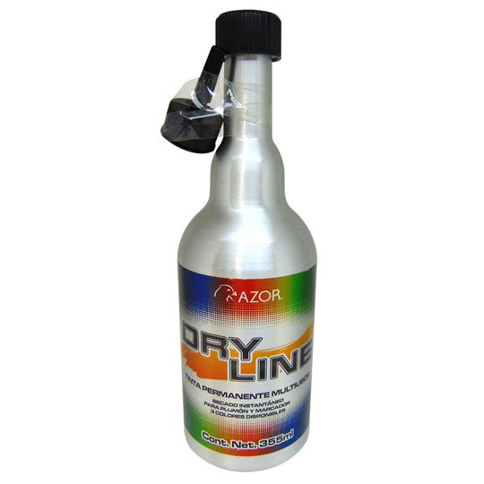 Tinta permanente Dry Line Azor color roj Tinta permanente base solvente de alto desempeño para uso rudo e industrial, envase de aluminio, para rellenar marcadores Signal Mega, aplicador tipo dosificador para su fácil aplicación, marca sobre superficies húmedas o grasosas.                         o de 355 ml                              - 301.2075RO