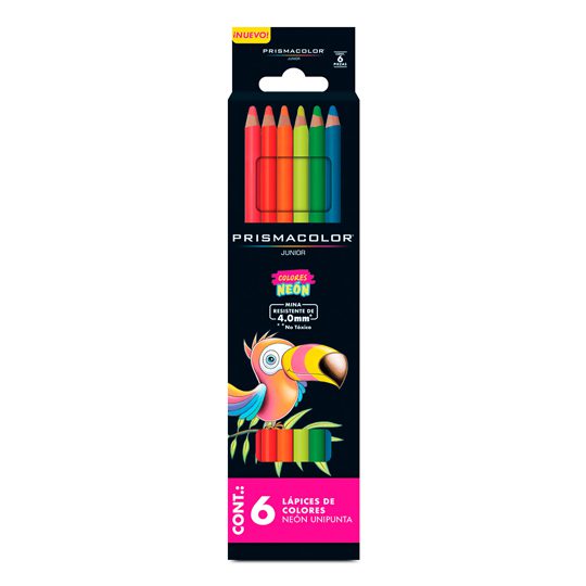 Colores Prismacolor junior con 6 piezas  Contiene  6 colores  unipunta prismacolor junior, tonos neon,  nueva presentacion,  mina resistente de 4.0mm, color no toxico, gran selecion de colores para inspirar jovenes artistas.                                                                         colores neón                             - 2135895