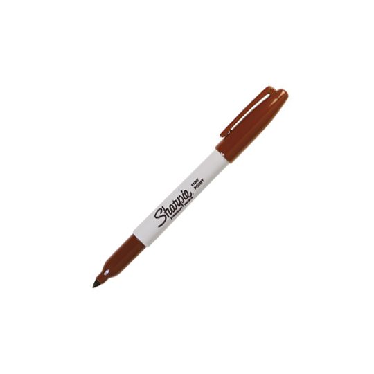 Marcador Sharpie permanente Singles fino Marcador permamente tinta base solvente resistente al agua, color café, pinta en superficies como vidrio, cartón, papel, madera, etc, grosor del trazo 0.9 mm                                                                                                   café 1 pieza                             - M1922535