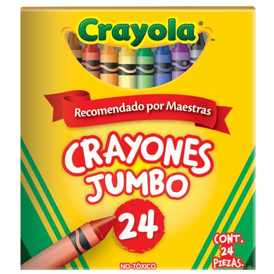 Crayones Crayola Jumbo 10.16 x 1.12 cm 2 Coloración más fácil y colores más reales, colores varios                                                                                                                                                                                                       4 piezas                                 - CRAYOLA