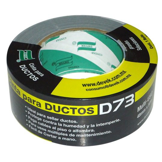 Cinta para ducto DEVEK 48mm x 50 mts. mo Protege contra la humedad y la intemperie. pega cables al piso o alfombra. para usos múltiples de mantenimiento. fácil de cortar a mano.                                                                                                                        d. d73 color plata, polietileno          - DEVEK