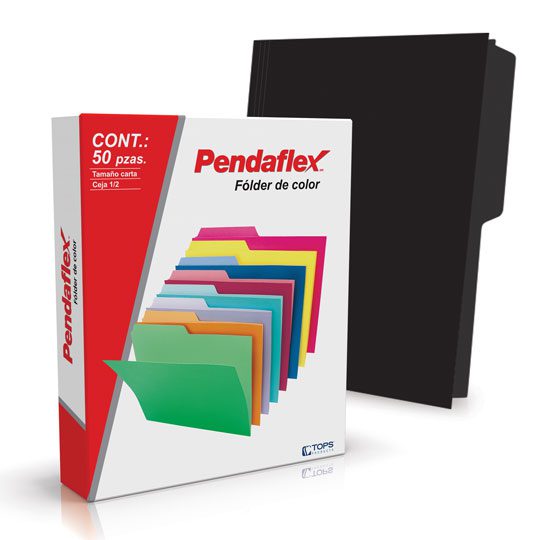 Folder de color Pendaflex carta color ne Papel manila color stock de 9.5 pts., doble tonalidad: interior y exterior para evitar la perdida de documentos, pre-suajado superior y lateral para broche de 8 cm, dobleces adicionales para expansión de hasta 2 cm, caja con 50 piezas.                     gro ceja 1/2 caja con 50 pzas            - DE PAPEL