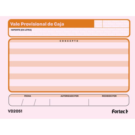 Vale de caja Fortec 1/4 carta 3 blocks c Papel de 68 g, medida: 1/4 de carta (10.7 x 14 cm).                                                                                                                                                                                                             on 50 hojas cada uno                     - FORTEC