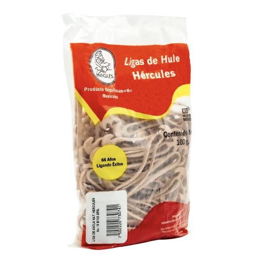 Ligas Hercules de hule natural no. 18 .  Ligas de hule natural no.18, marca hercules                                                                                                                                                                                                                     caja con 100 gramos                      - 750222073007-9