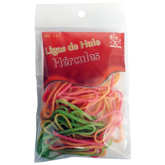 Ligas Hercules de hule no. 14 colores su Ligas de hule no. 14, marca hercules, colores neon                                                                                                                                                                                                              rtidos. bolsa con 15 gramos              - LCNG-14