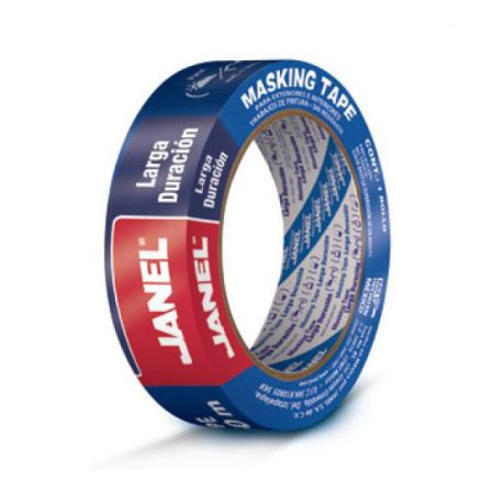 Masking tape 230 azul JANEL 12x50 1 piez Cinta adhesiva masking tape alto: 12.50, ancho:11.60, largo: 11.60. Respaldo: papel crepé, adhesivo acrílico, color de linea azul, espesor total de 85 micras+- 0.2 micras, adhesión media, aplicable para pintado de paredes, madera, vidrio o metal           a                                        - 2301250100