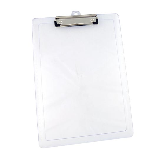 Tabla plastica carta/oficio transparente Medidas: base: 22.8cm x altura: 33.7cm x ancho: 0.3cm, con regla grabada en el costado                                                                                                                                                                          con gancho wire clip                     - MAE