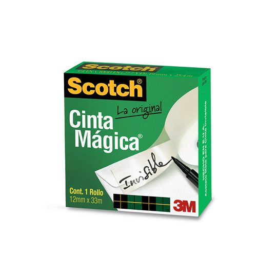 Cinta Mágica Mod. 810 Scotch 3M 12.7x32. Escribe sobre ella, invisible sobre papel de fotocopiar, se corta facilmente con los dedos, medidas 12.7mm x 32.9m, centro 2.5cm=1                                                                                                                              9 caja con 1 pieza                       - MC900173832