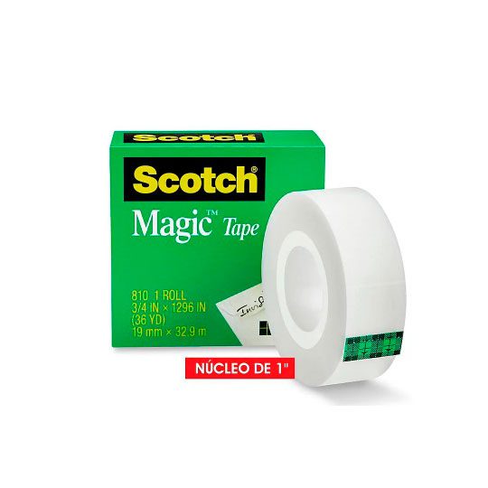 Cinta Mágica Scotch Mod. 810-3pk 3M 19x3 Escribe sobre ella, invisible sobre papel de fotocopiar, se corta facilmente con los dedos, medidas 19mm x 32.9m                                                                                                                                                2.9 paquete con 3 piezas                 - SCOTCH