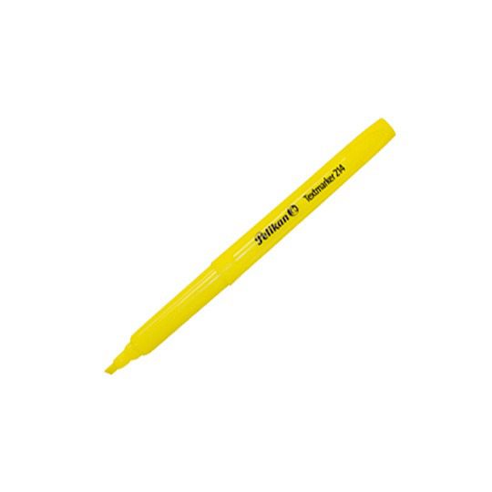 TEXTMARKER 214 COLOR AMARILLO.           Cuerpo delgado de bolsillo con práctica tapa con clip. Punta plástica cincel/biselada. Tinta universal para fax, copias y papel bond, No tóxico.                                                                                                                Resaltador de textos amarillo 1 pz       - PELIKAN