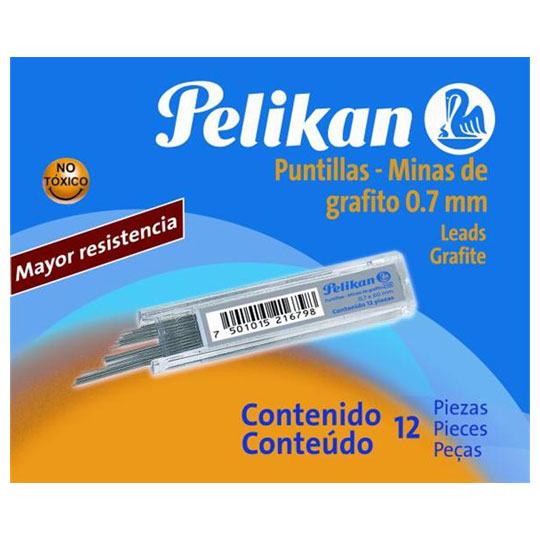 PUNTILLAS DE GRAFITO DE 0.7 MM.          1 tubo con 12 puntillas.                                                                                                                                                                                                                                        Minas de grafito hb para lapiceros       - PELIKAN