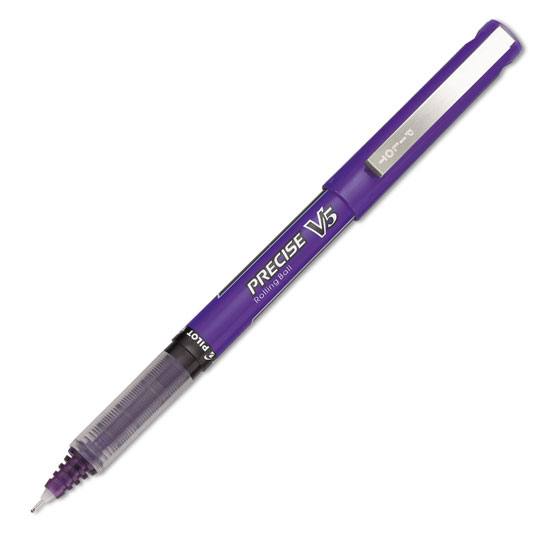 Bolígrafo extra fino Precise V5 Pilot pu Tinta líquida, escritura ultra suave que dura 4 veces más que otras plumas de punta rodante, avanzado sistema de inyección de tinta asegura una escritura suave y consistente, ventana transparente en el barril permite ver la tinta disponible, punta aguja e nta rodante, color morado, 1 pza         - PILOT