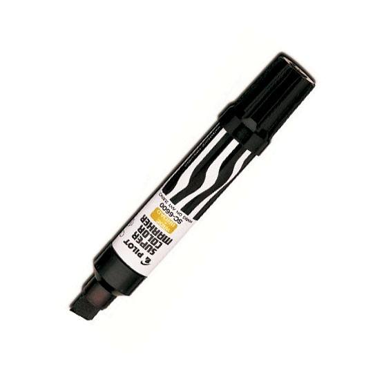 Marcador permanente Jumbo Pilot punta ci Punta cincelada jumbo de hasta 12.5 mm, marca permanentemente en la mayoria de las superficies, es rellenable con la tinta Pilot SC-RF (PIIL-TIN-43500) con gran capacidad de inyección de tinta.                                                               ncel hasta 12.5 mm, color negro, 1 pieza - PILOT