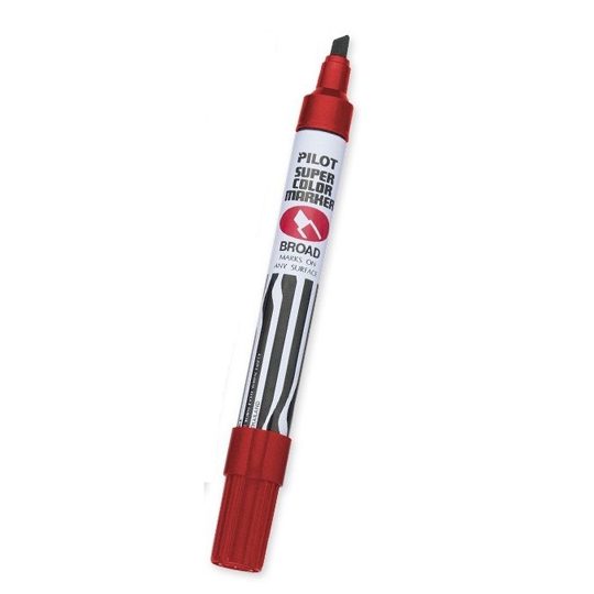 Marcador permanente Pilot, línea fina/gr Marcador permanente Pilot, para línea fina o gruesa, punta cincelada, marca permanentemente en la mayoría de las superficies, tinta para rellenar sc-rf, color rojo - PILOT