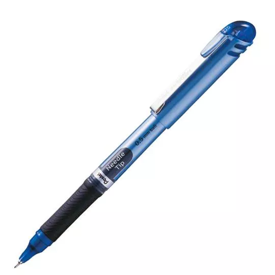 Bolígrafo Pentel energel, punto 0.5 mm ( Bolígrafo Pentel energel tinta gel liquido color azul, secado rápido, agarre de caucho, punta de aguja de 0.5 mm, hecho 53% material reciclado, estructura suave y ligera. detalles en tapa indica el color de la tinta                                         aguja), tinta azul, 1 pieza              - PENTEL