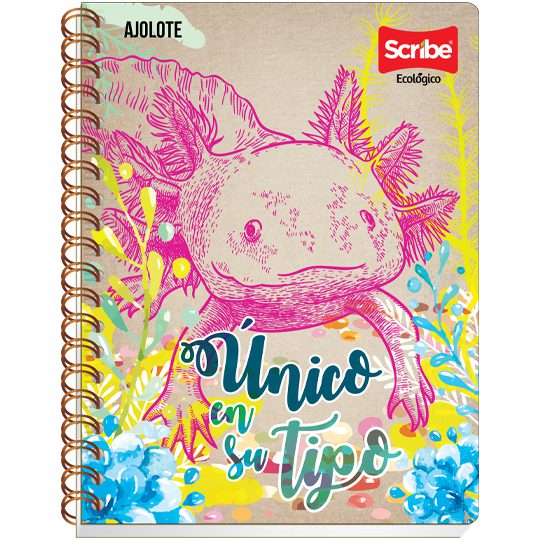 Cuaderno Scribe profesional ecológico cu Espiral doble, pasta semi rígida, 100 hojas, rayado color sepia, portadas con barniz mate y realce, diferentes diseños                                                                                                                                          adro chico (5 mm), con 100 hojas         - SCR-CUA-3802