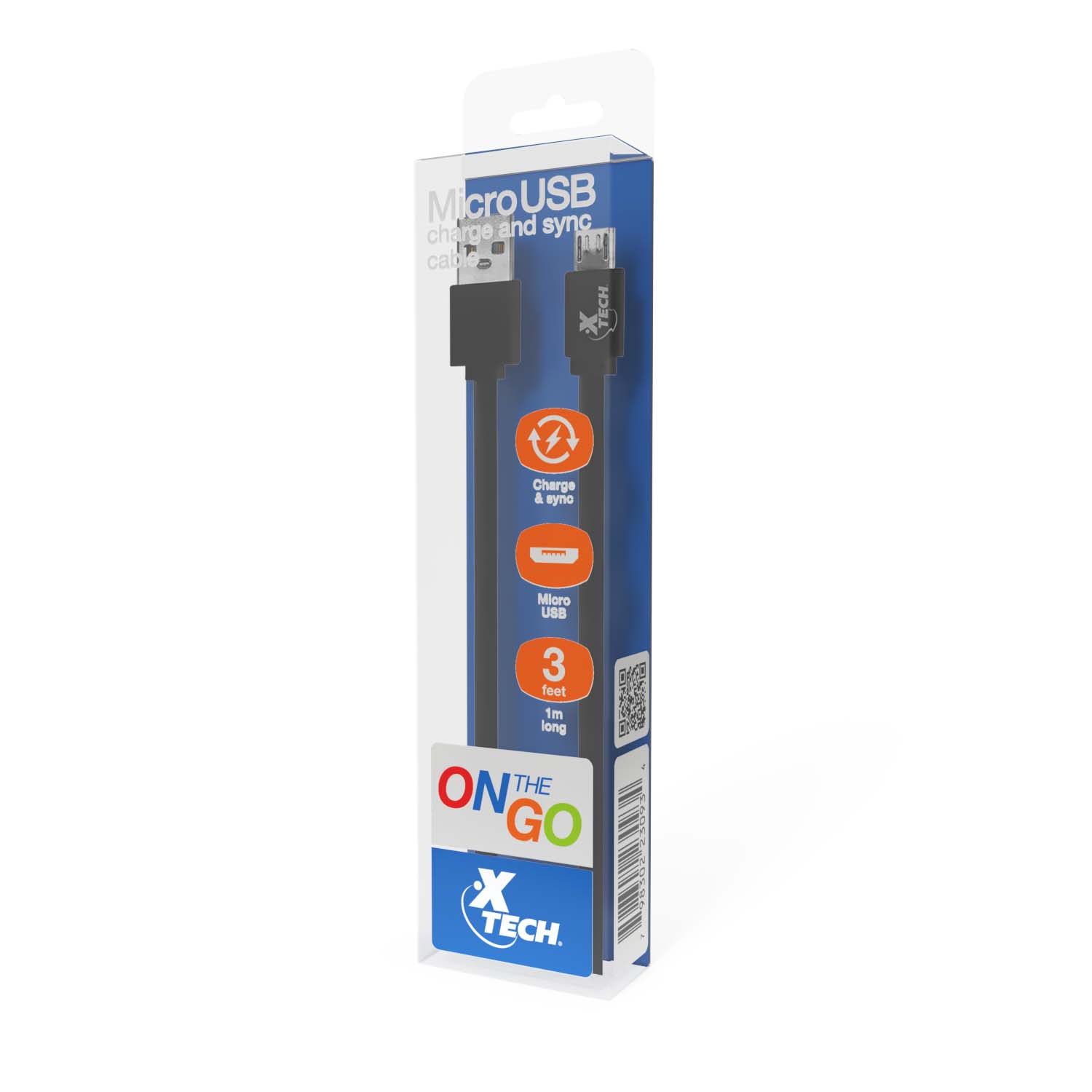 Xtech XTG-231 - Cable USB - USB M a Micro-USB tipo B M - USB 20 - 5 V - 24 A - 1 m - plano - negro blanco azul verde naranja paquete de 10 - XTG-231