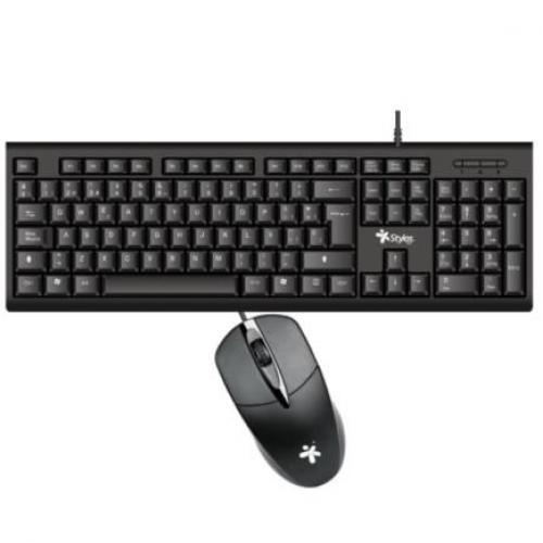 Stylos Tech - Keyboard and mouse set - Wired - 105 Caps USB 1000 Dpi - STPKTM4B