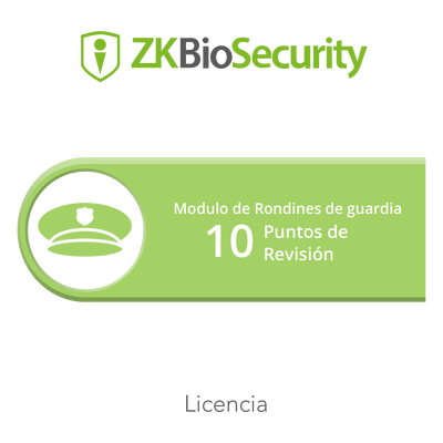 Licencia para ZKBiosecurity para modulo de rondines de guardia hasta 10 puntos de revision <br>  <strong>Código SAT:</strong> 81112501 <img src='https://ftp3.syscom.mx/usuarios/fotos/logotipos/zkteco.png' width='20%'>  - ZK-BS-PAT-10