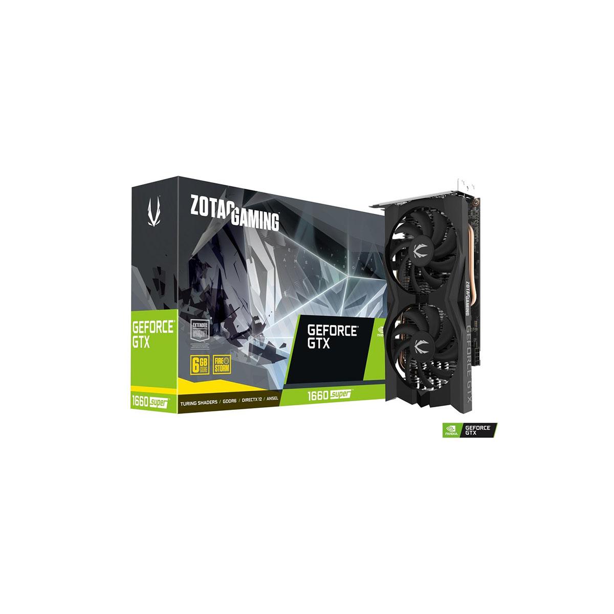 TARJETA DE VIDEO ZOTAC (ZT-T16620J-10M) GTX 1660 TWIN FAN SUPER 6GB GDDR6,192BIT,DP*3,HDMI - ZT-T16620J-10M